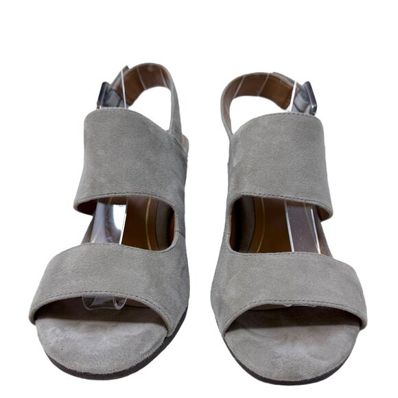Vionic Bianca Gray Suede Tortoise Buckle Block Heel Sandals 7.5 - Picture 3 of 10
